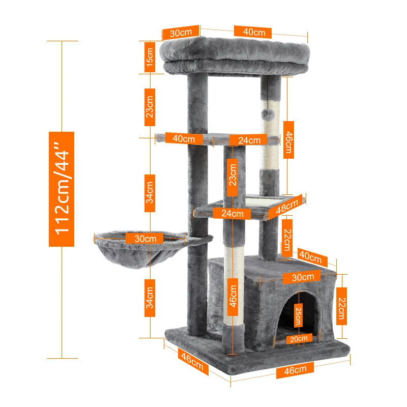 Free Shipping Multi-Level Cat Tree for Cats with Cozy Perches Stable Cat Climbing Frame Cat Scratch Board Toys Cat Furniture