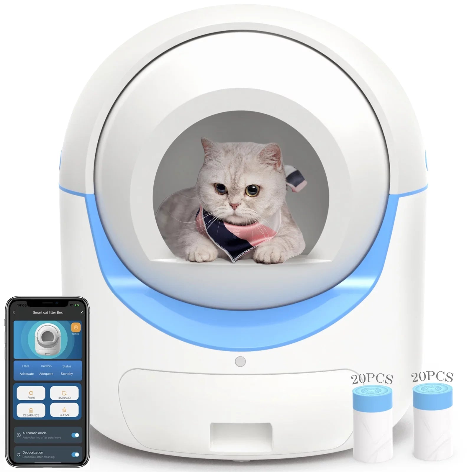 Self Cleaning Cat Litter Box, Automatic Litter Box with 2.4G Wifi APP Control