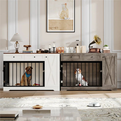 Ansel 47.2" W Big Furniture Style Wooden Large Dog Crate Furniture, Dog Kennel Cage Indoor