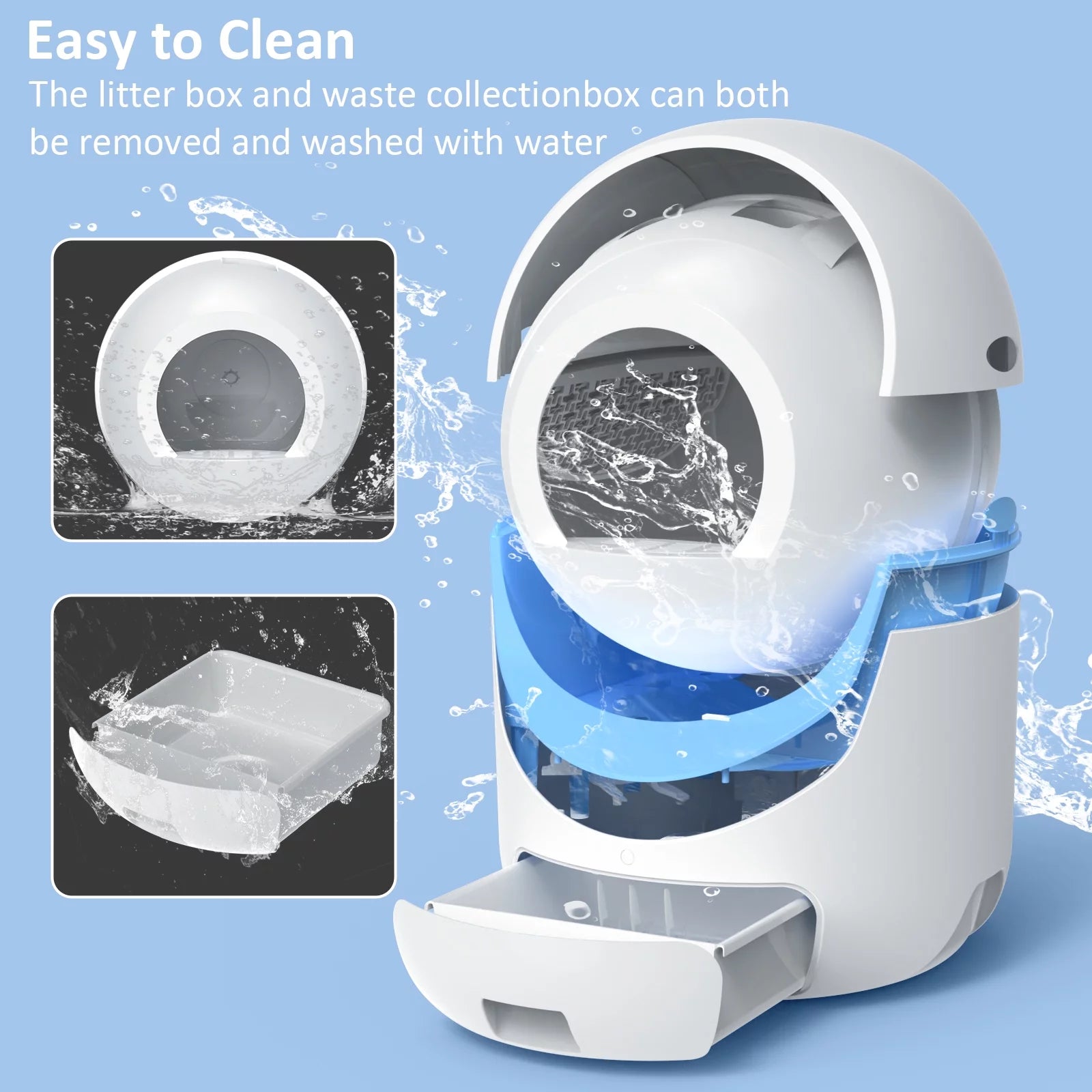 Self Cleaning Cat Litter Box, Automatic Litter Box with 2.4G Wifi APP Control