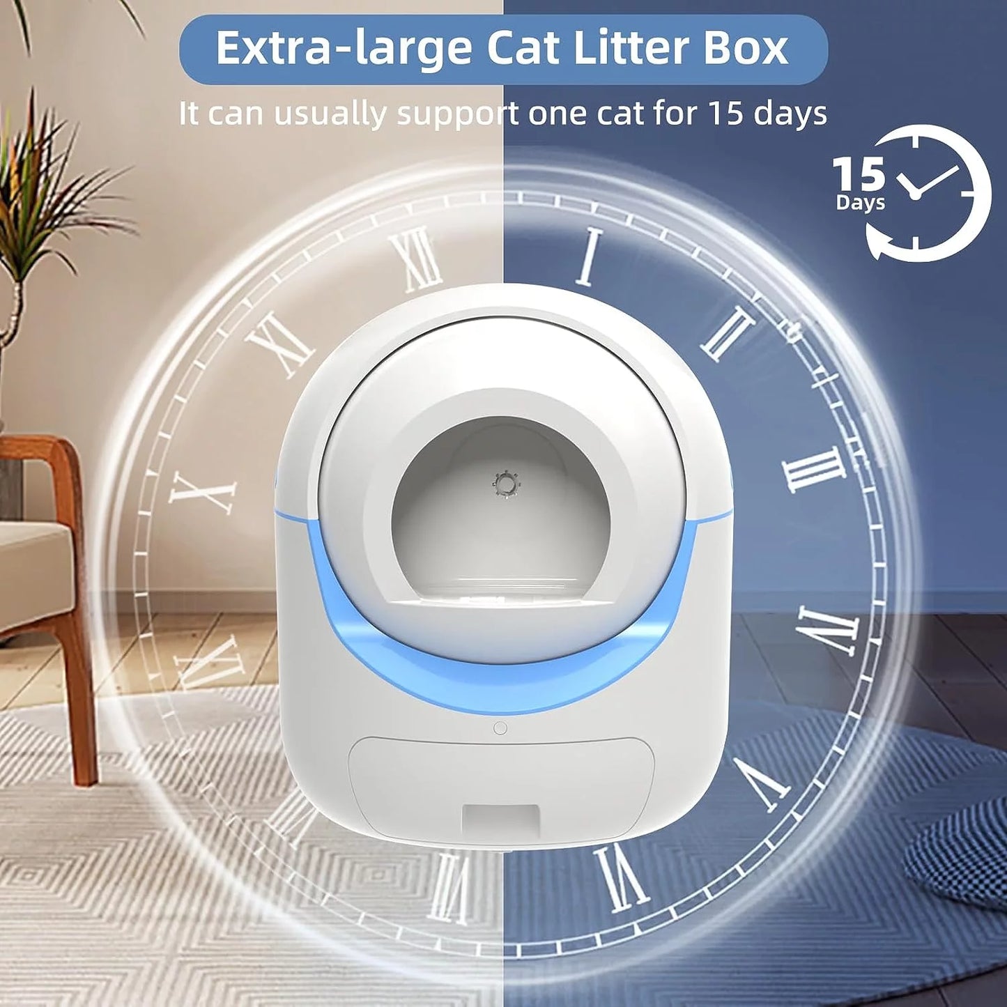 Self Cleaning Cat Litter Box, Automatic Litter Box with 2.4G Wifi APP Control